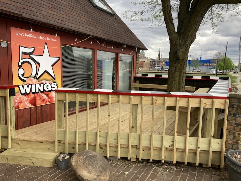 A deck was added at 5 Star Wings in Kankakee for outdoor dining.