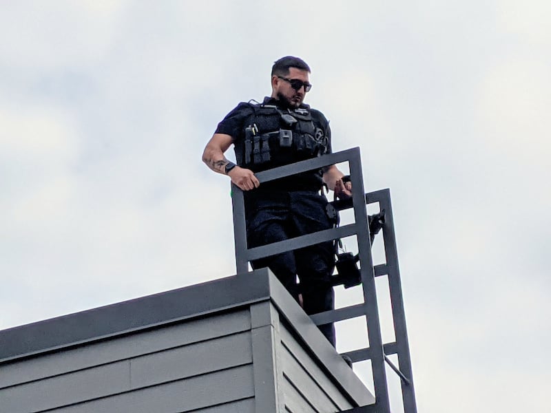 Members of the Oswego Police Department were at three Dunkin' locations on Friday, May 15, 2026, including the location at 4490 Illinois Route 71, as part of the annual Cop on a Rooftop fundraiser to raise money for Special Oympics Illinois.