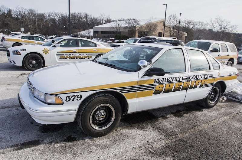 A squad car outside the McHenry County Sheriff's Office in Woodstock on Thursday, January 21, 2016.