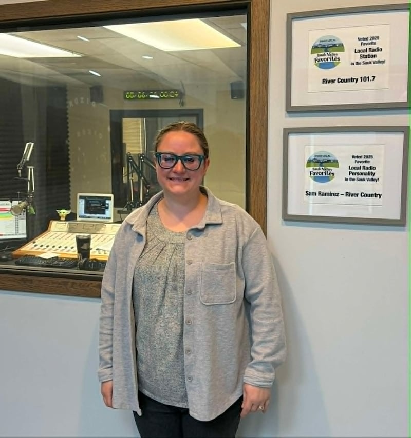 Gabbi McKanna from Sauk Valley Pride visits the WIXN radio station in Dixon on May 6, 2026.