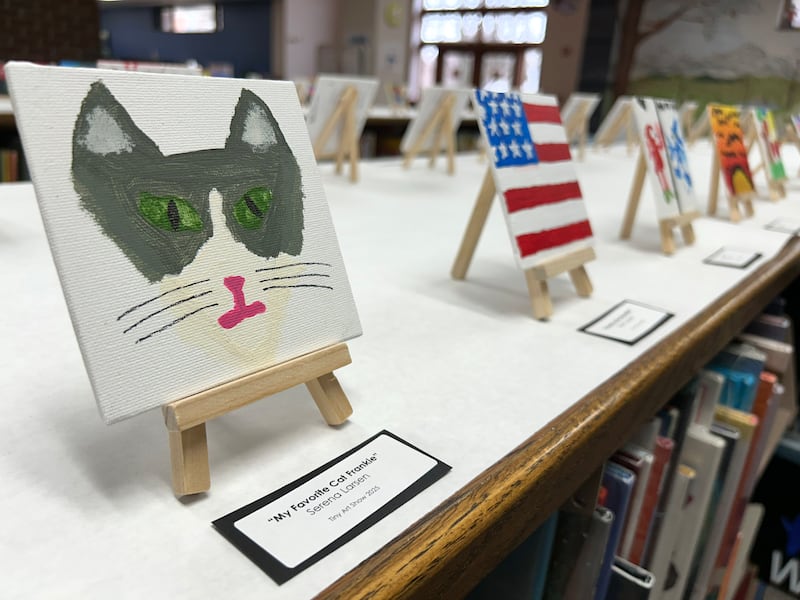 Close to 300 mini masterpieces await visitors at the Odell Public Library’s Tiny Art Show. The show runs until March 29.