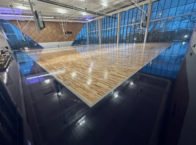 Woodstock-based Floors Incorporated did the floor at this basketball court at the Obama Presidential Center in Chicago, which opened in June 2026.