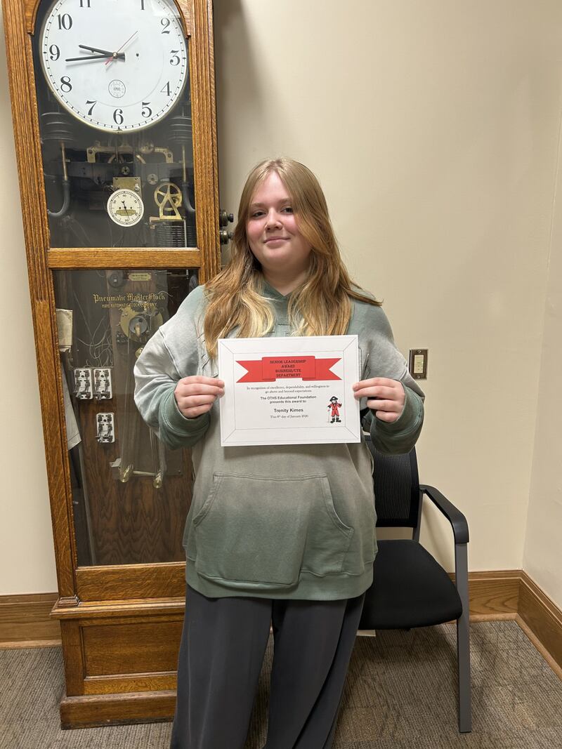 Trenity Kimes, a senior at Ottawa Township High School, has been named the OTHS Educational Foundation Student of the Month for January.