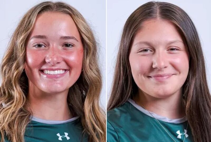 Former St. Bede standouts Ella Hermes (left) and Bella Pinter are teaming up again for the Illinois Wesleyan University softball team. The Titans were undefeated CCIW champions and take the top seed into the conference tournament Thursday in Bloomington.