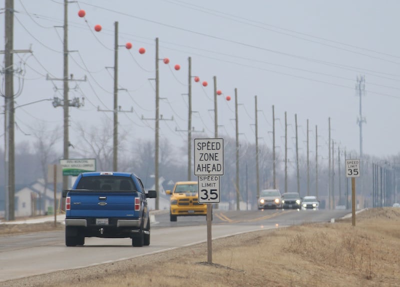 Traffic moves along Plank Road on Tuesday, March 3, 2026, in Peru. The City of Peru Committee of a Whole met on March 2 and agreed to increase the Plank Road speed limit from Midtown Road to near the Electric and Public Works building from 35 mph to 45 mph.