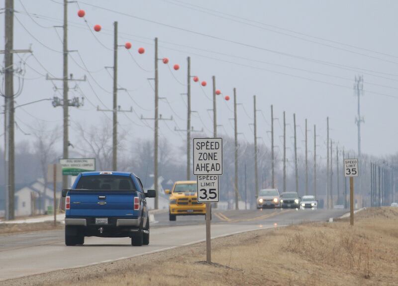 Traffic moves along Plank Road on Tuesday, March 3, 2026, in Peru. The City of Peru Committee of a Whole met on March 2 and agreed to increase the Plank Road speed limit from Midtown Road to near the Electric and Public Works building from 35 mph to 45 mph.