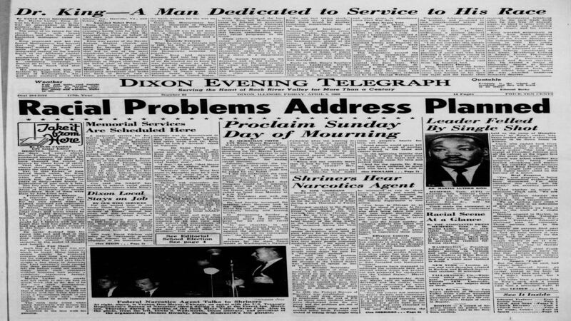 Historical covers for April 5: A region in mourning over the assassination of Martin Luther King Jr.
