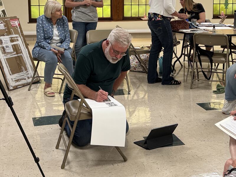Artist Steve Puttrich demonstrates his process to the Morris Watercolor Guild on Saturday, June 14, 2025.