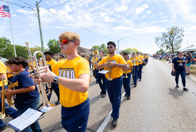 The Sterling High School band marches through the Fiesta Days parade Saturday, Sept. 14, 2024.