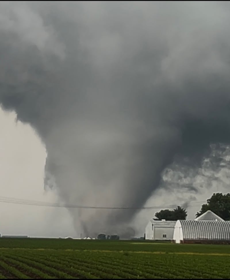 A large tornado travels near Reddick in Kankakeee County on Thursday, June 11, 2026.
