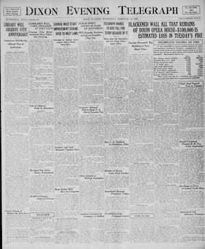 Historical covers for February 18: The fire at the Dixon Opera House