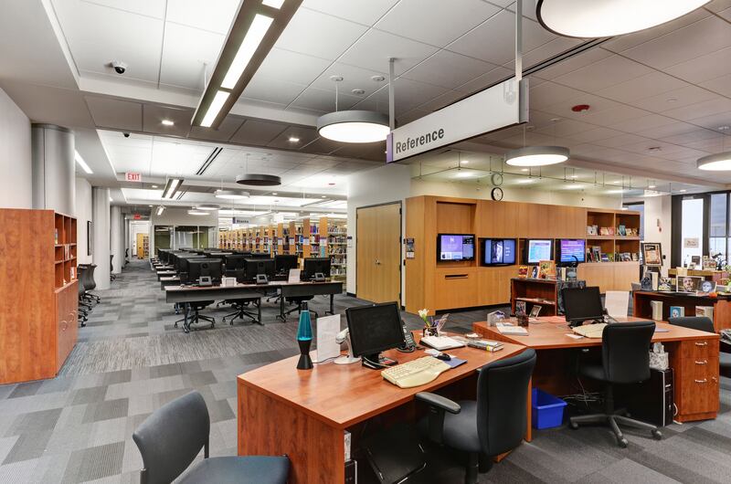 The library on the main Joliet Junior College campus on Houbolt Road in Joliet. The college will be offering a new honors college located inside the library beginning in 2025.