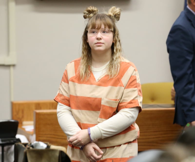 Chastity Furar appears before judge Cynthia Raccuglia during a hearing in the La Salle County Governmental Complex courtroom on Friday, July 14, 2023, in Ottawa. Furar and Nicolaus Phillips of Spring Valley are charged in the shooting death of Eric Clements of Ottawa. Clements was killed on June 5th after being shot in the chest, allegedly by Phillips.