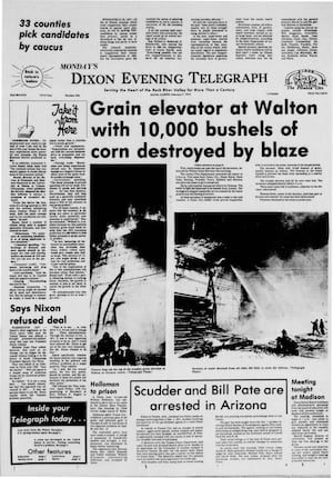 10,000 bushels of corn destroyed by blaze and more historical covers for February 7