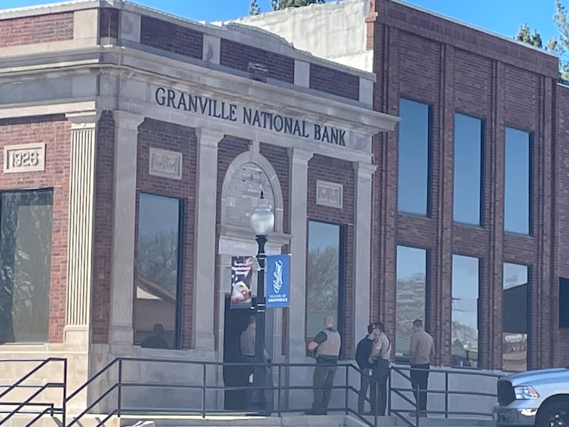 Law enforcement responded Monday afternoon to a holdup at the Granville National Bank. Police Chief Michael Padilla said they are searching for the suspect but there was no danger to the public.