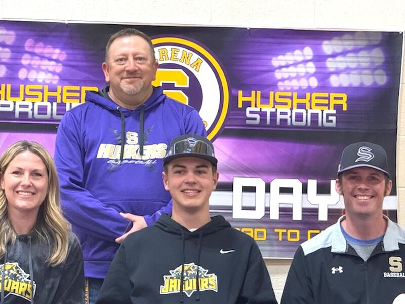 Recent Serena graduate Beau Raikes – seated at center at his signing ceremony – has signed on to continue his education at Danville Area Community College and his baseball career at the NJCAA Division II level with the Jaguars.