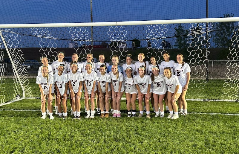 The Huntley girls soccer team poses after beating Burlington Central, 6-1, on Tuesday in Burlington to win the outright Fox Valley Conference championship.