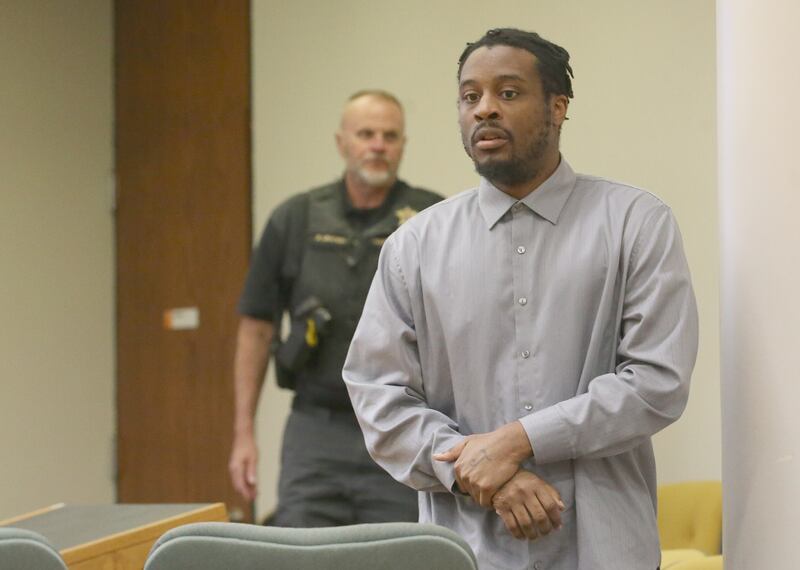 Was it self-defense or was it murder? Malcom Whitfield of Streator, seen here entering a La Salle County courtroom for his murder trial on Tuesday, July 22, 2025, initially told police he wasn't armed and didn't fire any rounds when Shaquita Kelly died May 6, 2023, in Streator. Whitfield and his lawyer are trying to undermine the witnesses against him and plan to argue self-defense later this week.