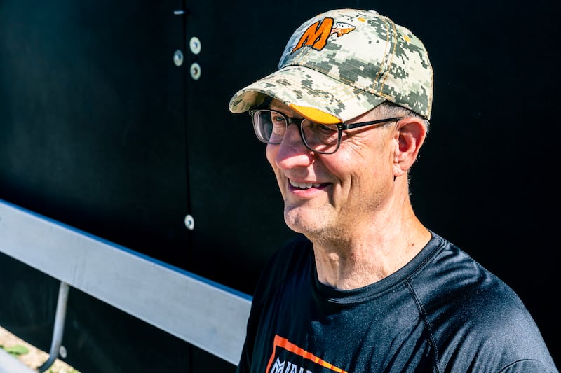 Wes Anderson, Sr., a retired veteran, enjoys working as a substitute teacher and assistant sophomore baseball coach at Minooka High School, as pictured on Sept. 29, 2025.