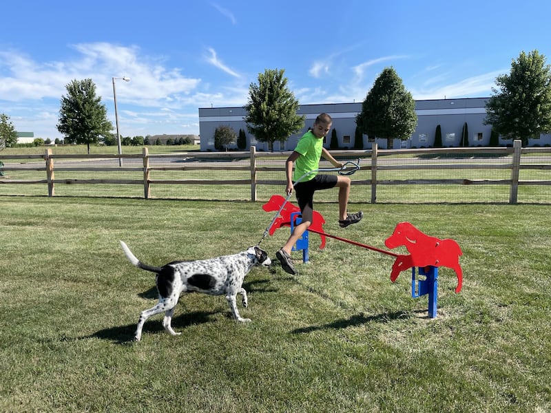 Happy Tails Dog Park opened in August 2022 on 1.5 acres next to the Oswego Public Works facility at 100 Theodore Drive.