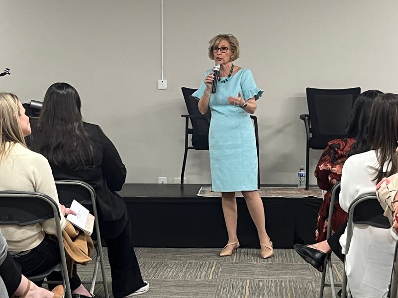 Impact100 founder Wendy Steele speaks at The Community Foundation for McHenry County's Women in Philanthropy event on March 13, 2025.