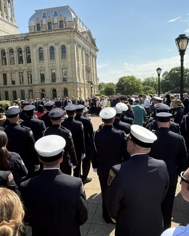 State Fire Marshal James A. Rivera and members from the Illinois Fire Service gathered  to honor and remember a fallen firefighter and recognize those who went above and beyond their duties at the 32nd Annual Fallen Firefighter Memorial and Medal of Honor Ceremony in Springfield on Tuesday, May 14, 2025.