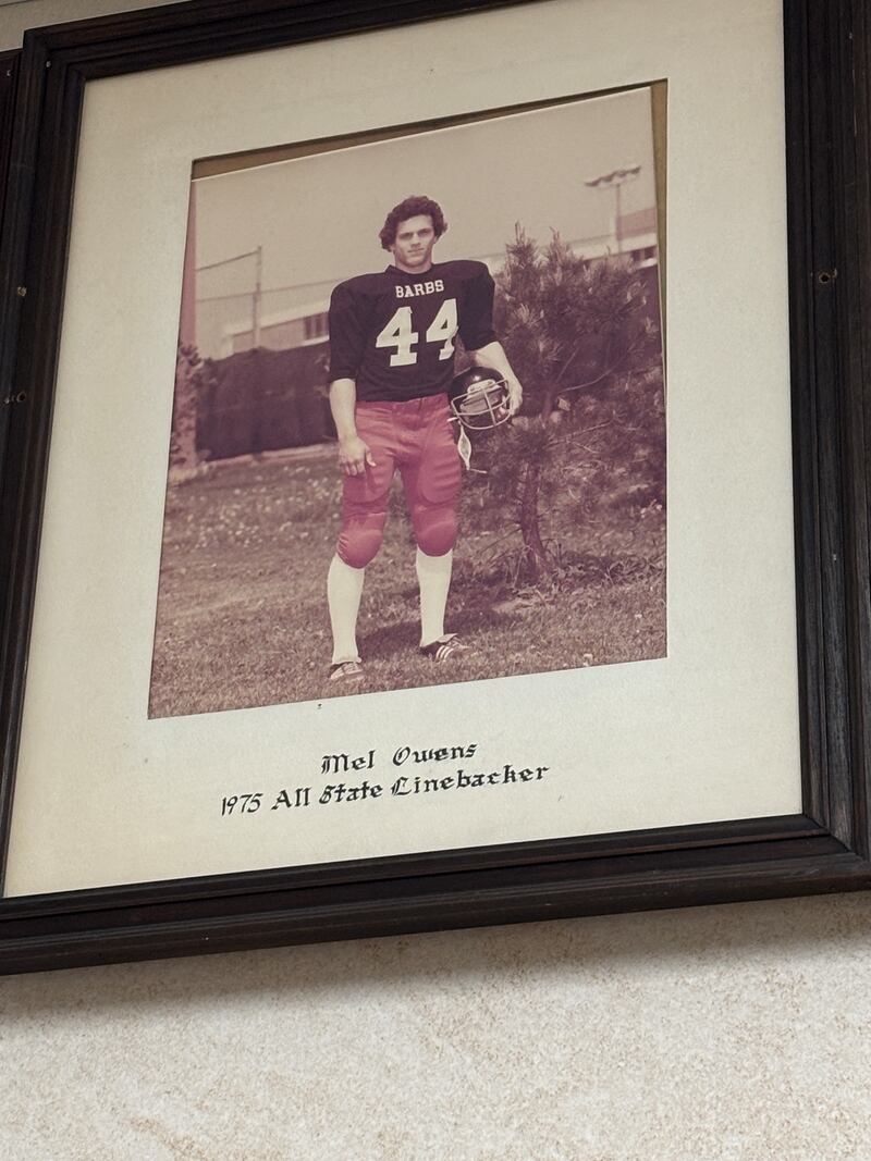 Mel Owens is seen in a 1975 photo on display at DeKalb High School in 2025. Owens is featured in the 2025 season of ABC's "The Golden Bachelor."