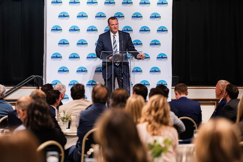 Kankakee County State’s Attorney Jim Rowe speaks at the State of the County event, hosted by the Kankakee County Chamber of Commerce on Tuesday, March 3, 2026.