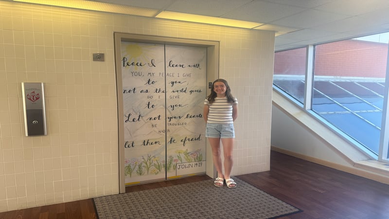 4 St. Mary School students win OSF HealthCare Saint Katharine elevator cling design contest