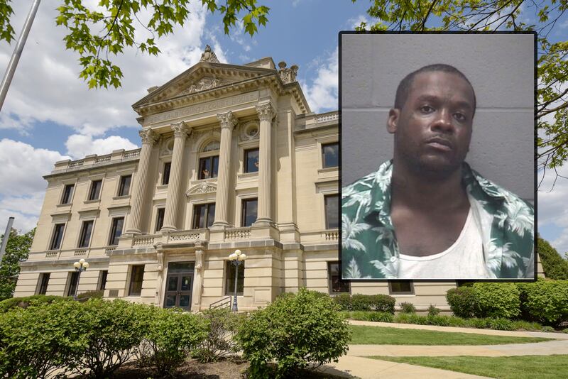 Terrell Delaney, 31, of Chicago, was charged Friday, Sept. 13, 2024, with disorderly conduct and domestic battery after police alleged he battered someone, fled, and then made a false report to police calling 911 and claiming there was a person with a gun in a Sycamore High School bathroom. Authorities said the fake 911 call was an attempt to divert police from finding him. The call prompted soft lockdowns at the high school and nearby West Elementary School. (Inset photo provided by DeKalb County Jail)