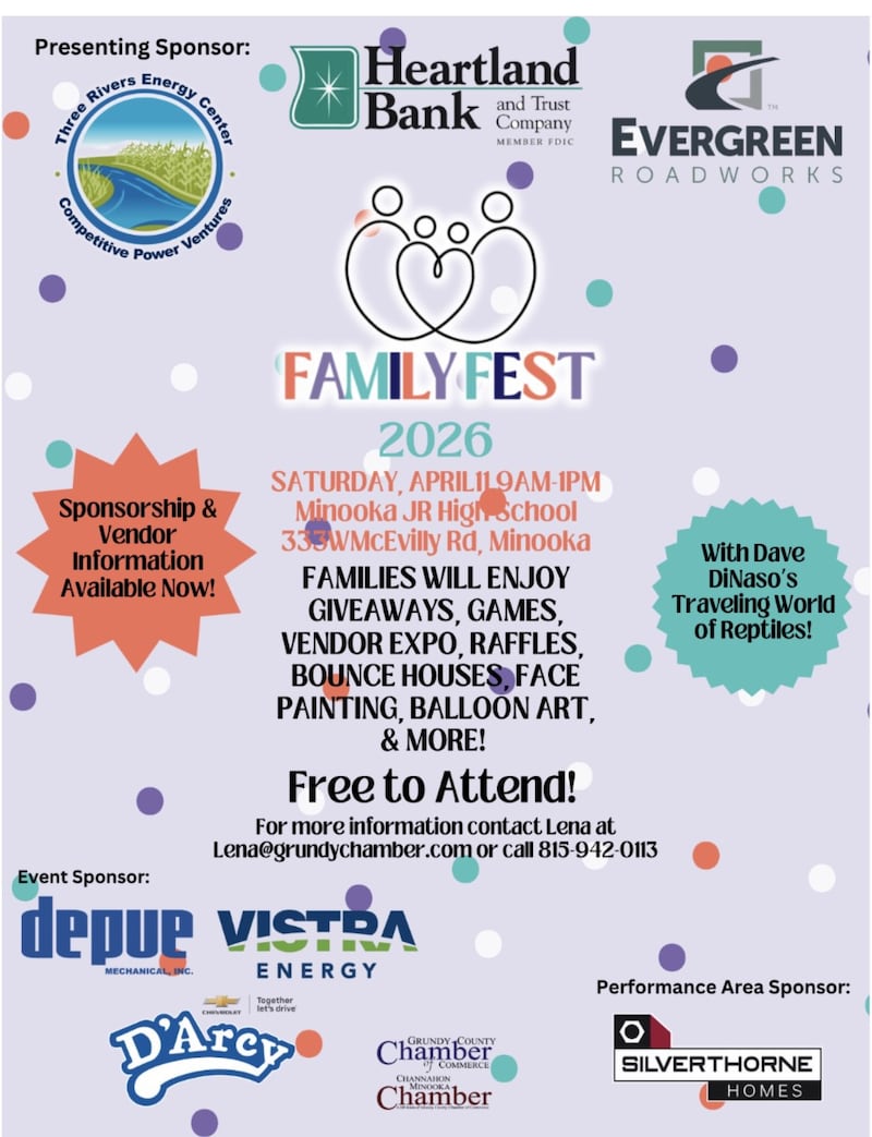 The flyer for the 2026 Grundy County Chamber of Commerce Family Fest.