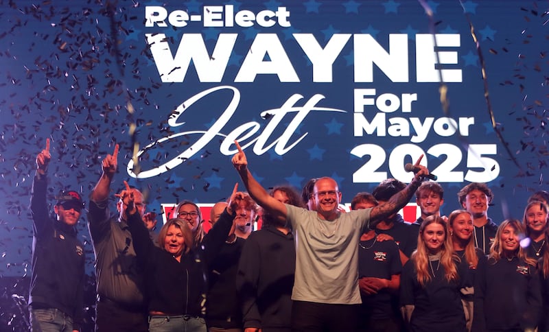McHenry mayoral candidate and incumbent Wayne Jett hosted an election night party at The Vixen in McHenry on Tuesday, April 1, 2025.