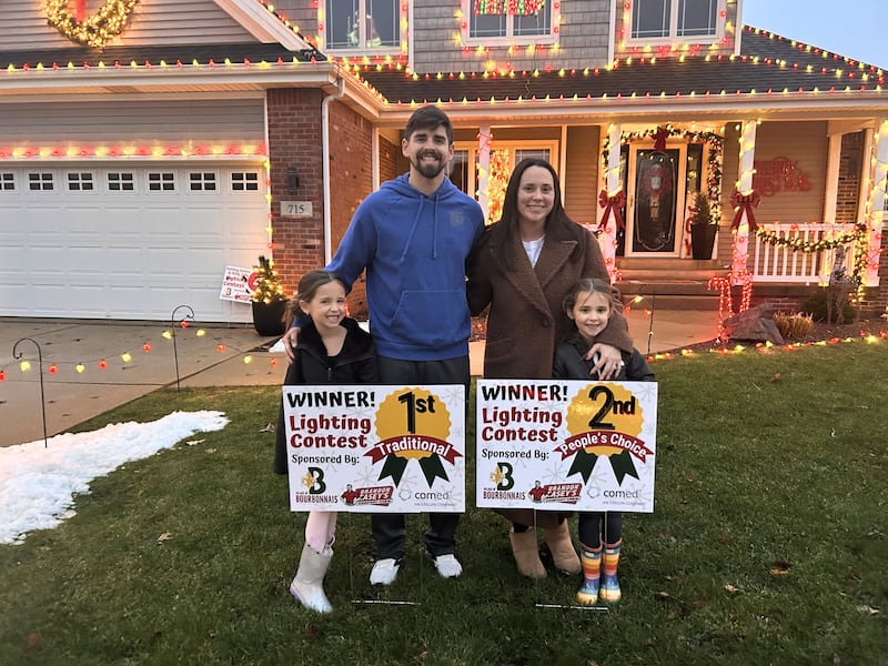 The Ramirez family's holiday display earned first place in the traditional category and second place in the people's choice category at the Village of Bourbonnais sixth annual lighting contest.