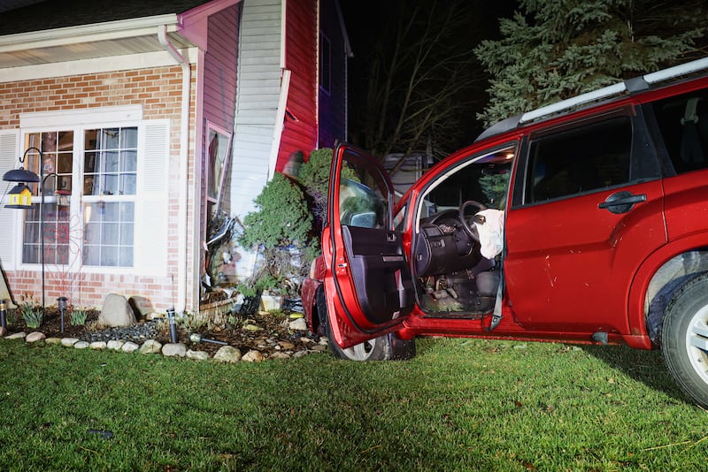 A car crashed into a home at the 2400 block of Applewood Lane in Woodstock on March 26, 2026.