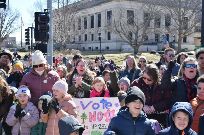 Homeschool advocate rally at the Illinois Statehouse