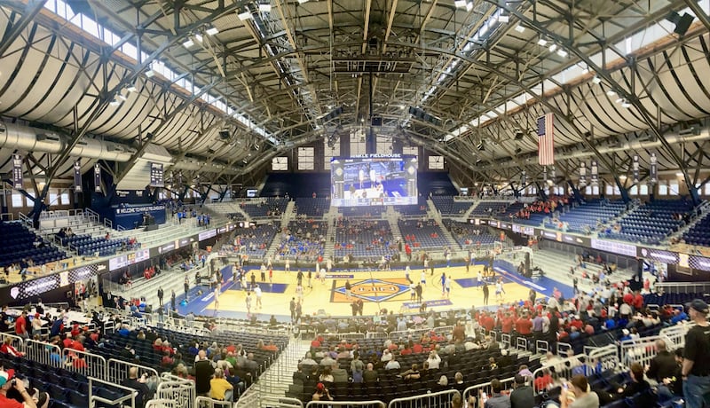A birds'-eye view of historic Hinkle Fieldhouse, built in 1928 on the campus of Butler University in Indianapolis.