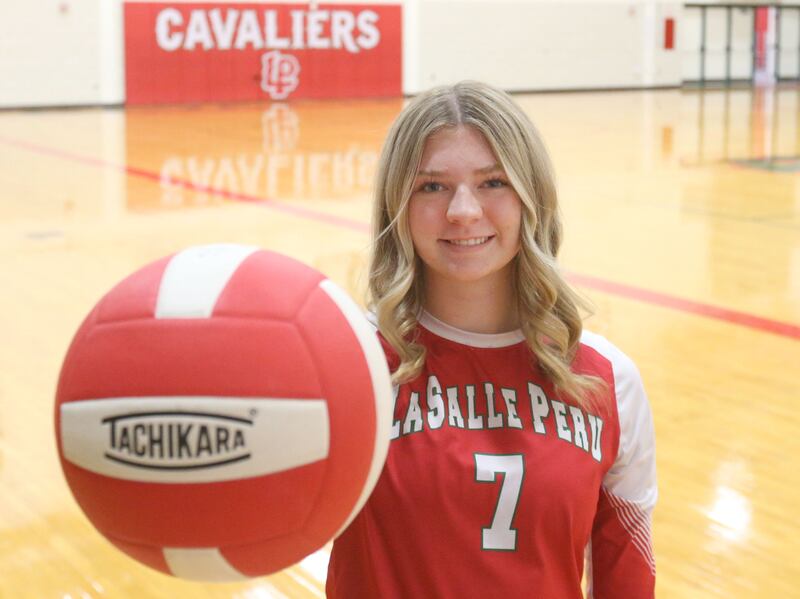 L-P's Aubrey Duttlinger poses for a photo on Thursday, Nov. 14, 2025 in Sellett Gymnasium. Duttlinger is the 2025 NewsTribune volleyball player of the year.
