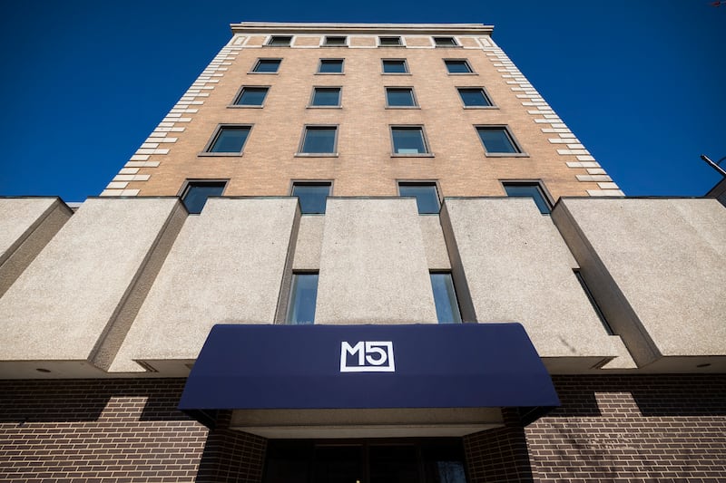 According to court documents, the M5 former Amcore Bank project in downtown Sterling is going into foreclosure.