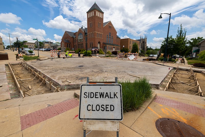 Reconstruction of crosswalks at Peoria Avenue and West Second Street in Dixon is in full swing Tuesday, June 9, 2026. Crossings at West First Street and Ottawa Avenue, and River Street and Peoria Avenue are also slated to be fixed.