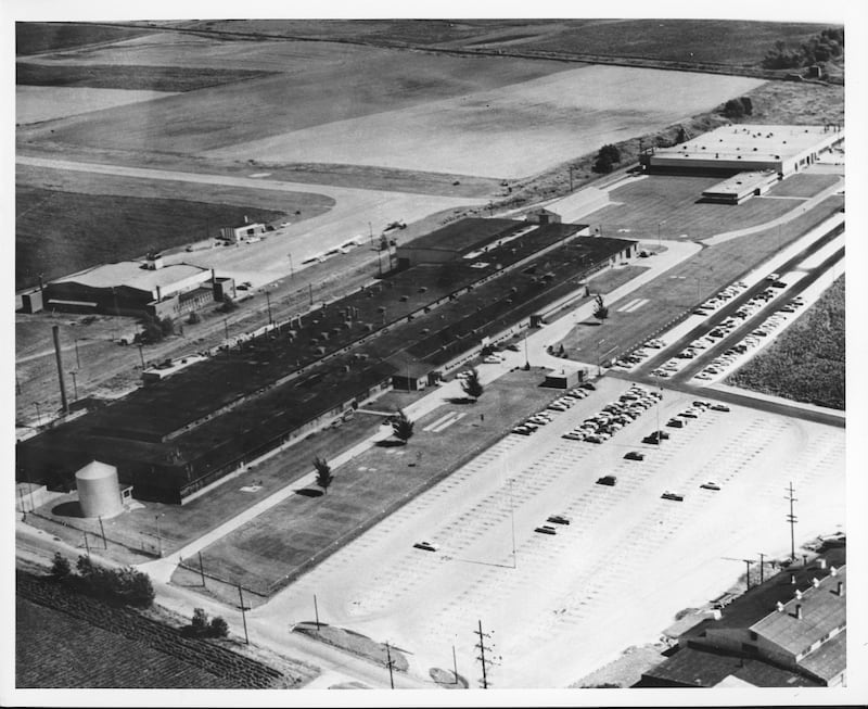 General Electric Company looking southeast from Pleasant Street in DeKalb, circa 1963.