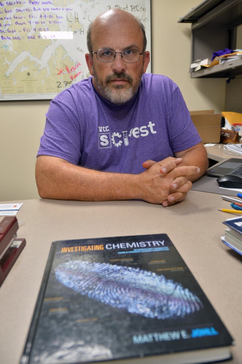 IVCC Professor Matthew Johll is unravelling mysteries of science for students in and beyond the classroom by helping to solve real-life mysteries. The same forensic techniques illustrate scientific principles that students practice in chemistry and forensic science labs.
