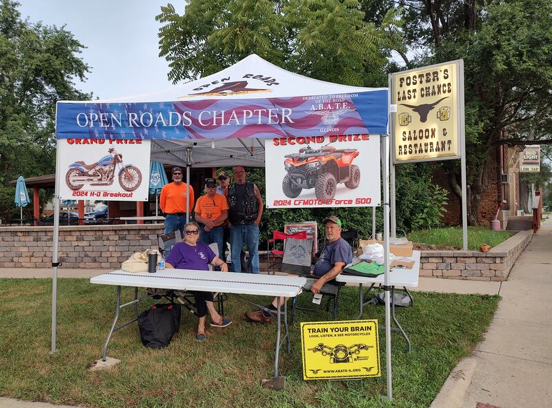 Members of the Open Road ABATE club at the Millington car show on July 13, 2025 were (standing) Dave Curran,Cliff Oleson, Bruce Littlebrant, Sam Mataya and (seated) Sally and Bill Kolb