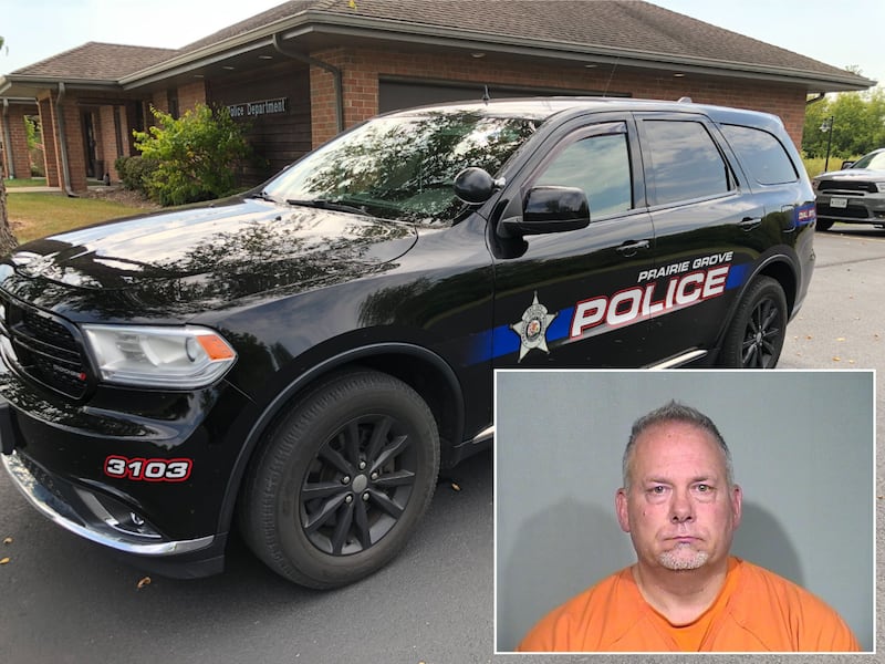 William Copp (inset) was fired by the Prairie Grove Police Department on May 8, 2026, after being placed on administrative leave in November.