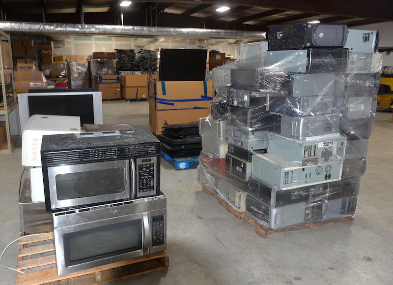 Televisions, microwaves, and computer towers were some of the items collected during the Ogle County Solid Waste Management Department's electronic recycling event in Oregon on Friday, Jan. 26, 2024. The recycling events are held monthly for Ogle County residents. A free permit is required prior to the collection day.