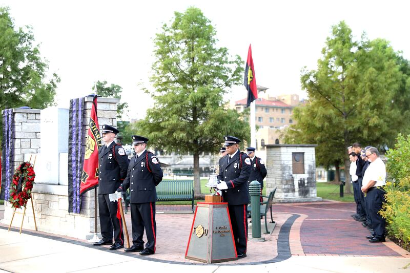 A 9/11 remembrance ceremony was held on Wednesday, Sept. 11, 2024 at the Fire Department Memorial Monument in St. Charles.