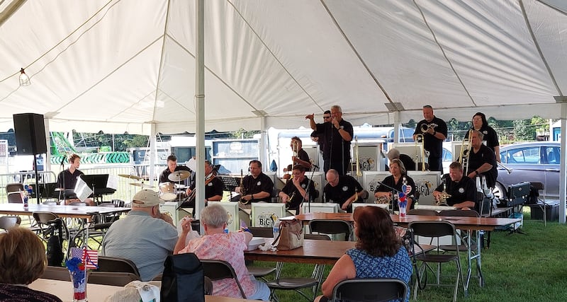 Yorkville Big Band performs at the annual  “Big Band & BBQ Event” in Yorkville, hosted by Senior Services Associates in Beecher Community Park.