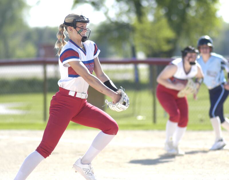 Morrison pitcher Bella Duncan pitches against Bureau Valley. The Bureau Valley Storm traveled to Morrison for a game against the Fillies on Friday, May 9th, 2025.