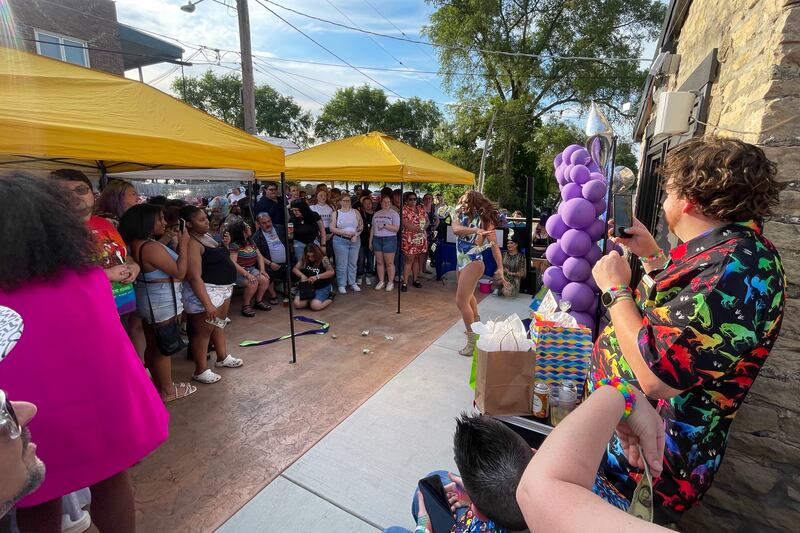 Dozens gather for a performance during the 2nd annual Pride event, hosted by Electric Lady Lounge at Knack Brewing & Fermentations on June 15, 2024. The event returns this Saturday to The Majestic in Kankakee with proceeds benefiting the Kankakee Area LGBTQ Network.