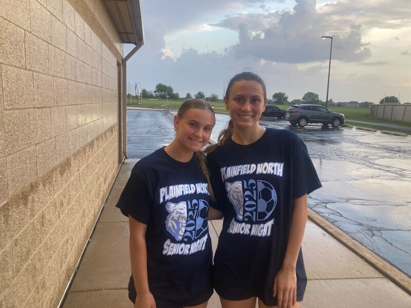 Plainfield North's Kolbie Harriman (left) and Ilyana Barriball.