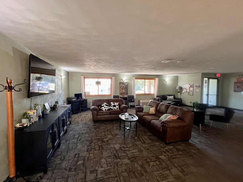 The communal gathering space at Cledy's House of Hope, a women's sober living facility in Rock Falls.